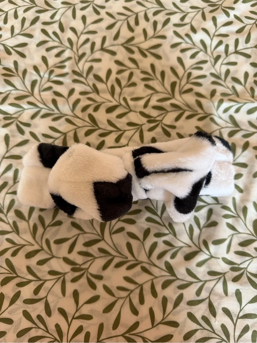 Spa Plush Black and White Cow print Bow Headband